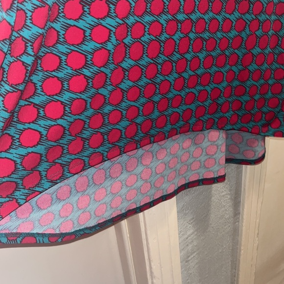 LuLaRoe dark red circles with Teal Maroon & Teal Women’s large tee style dress - Picture 13 of 13